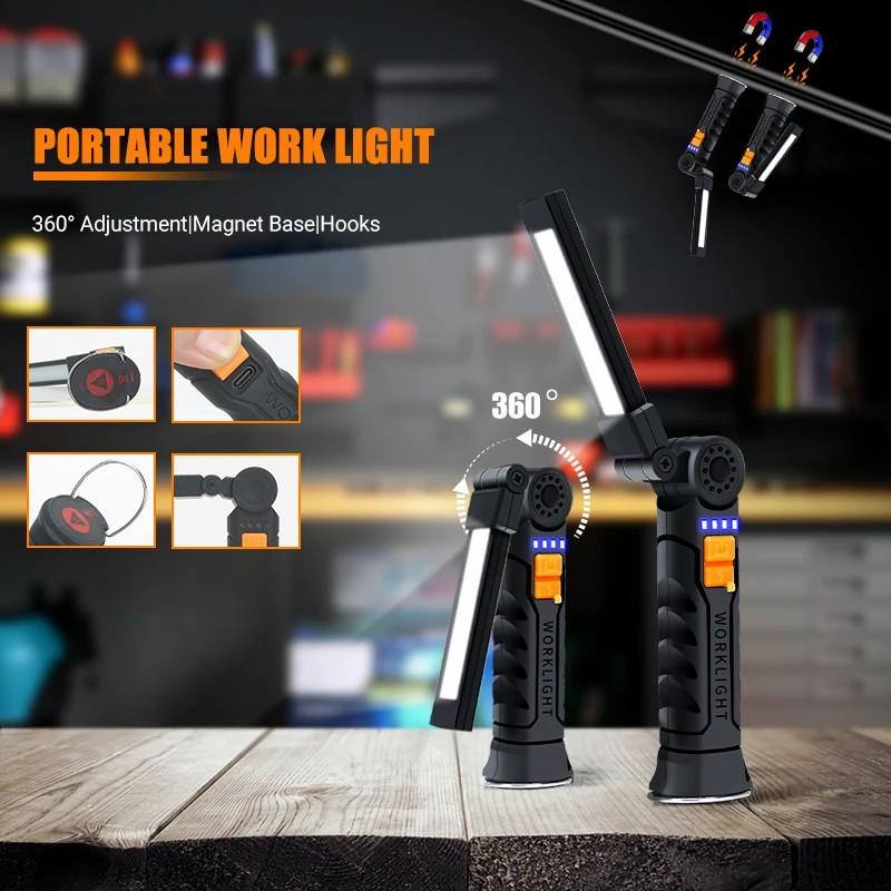 D5 Multifunctional Folding Work Light Portable Lamp Camping Torch USB Rechargeable Flashlight Edc With Battery Magnetic Lantern