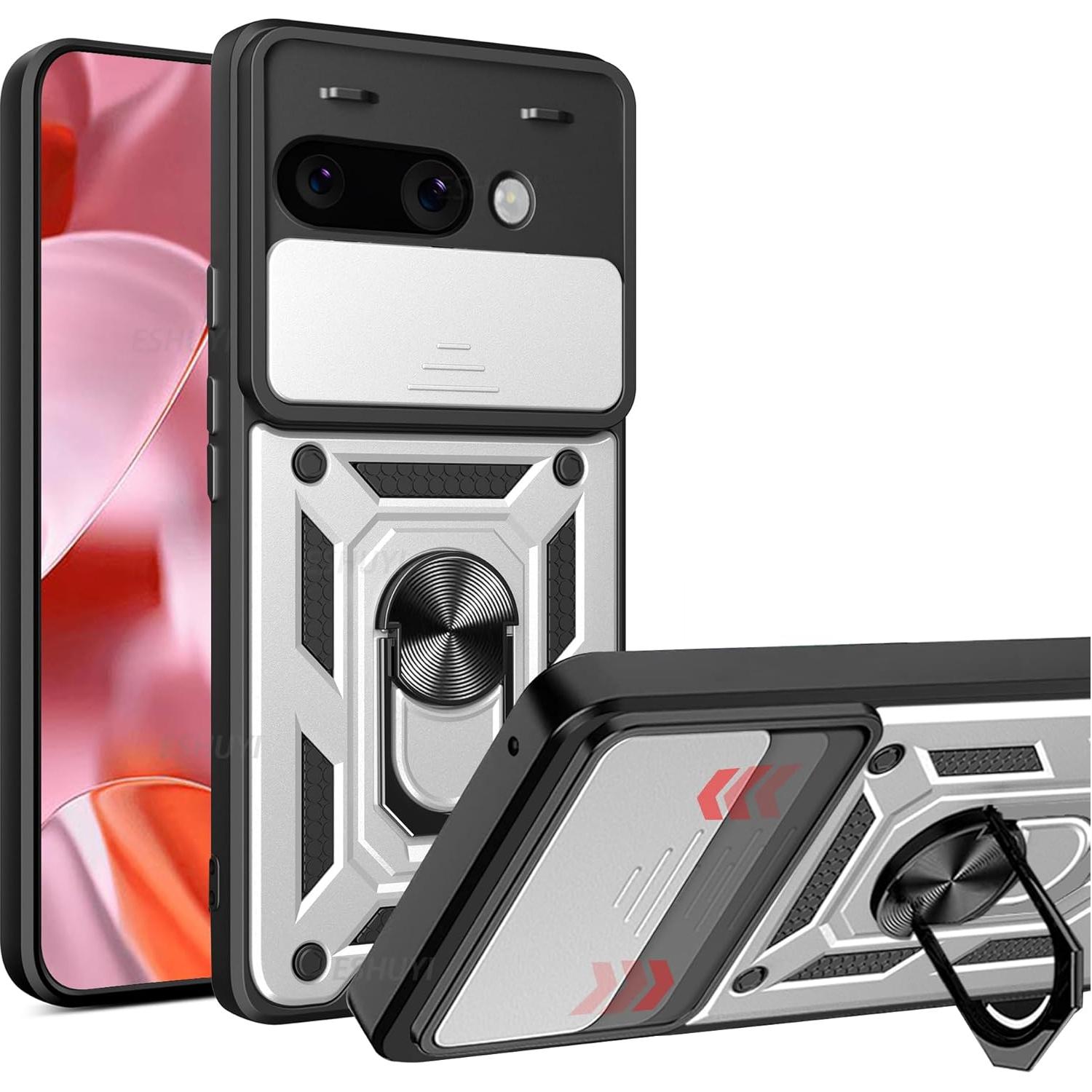 

Военный бронированный чехол для Google Pixel 9A Чехол для Pixel 9 Pro XL Чехол с кольцом-подставкой Coque Fundas Google Pixel 9 Pro серебряный