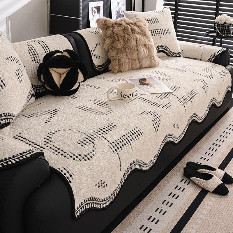 Plush Special-Shaped Sofa Cushion Autumn And Winter New Straight-Breasted Leather Sofa Seat Cushion Thickened Non-Slip Irregular Sofa Cover