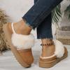 Winter Women Short Plush Warm Snow Boots Casual Cotton Half Slippers Suede Fur Chelsea Ankle Boots Flats Platform Shoes Botas