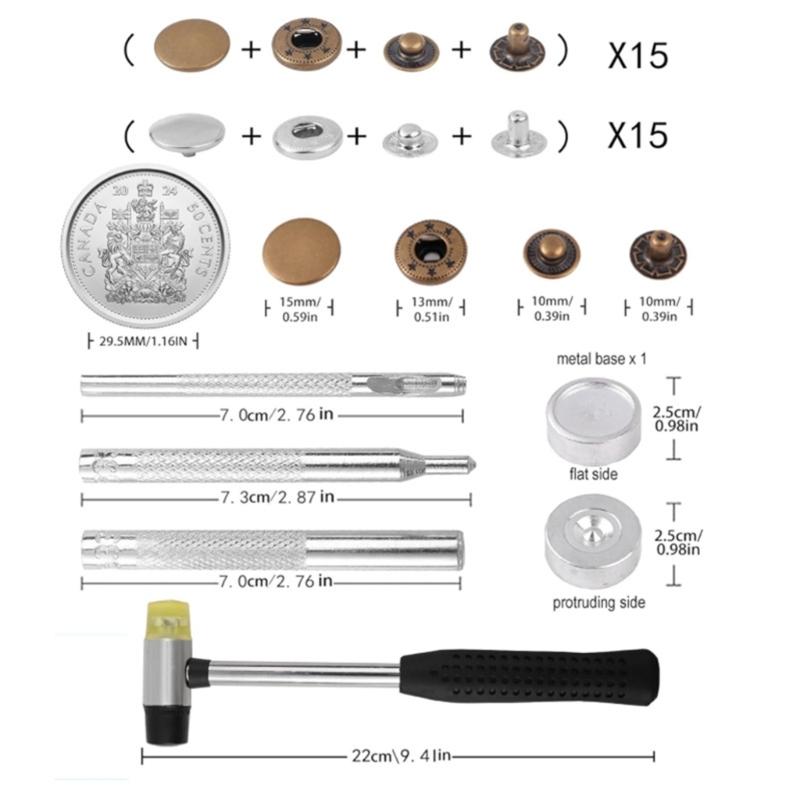 15 MM Botões de Pressão Para Costura de Roupas Para Costurar Vestuário Bolsas e Acessórios Calças Jeans Botões de Pressão Acessório de Reparo