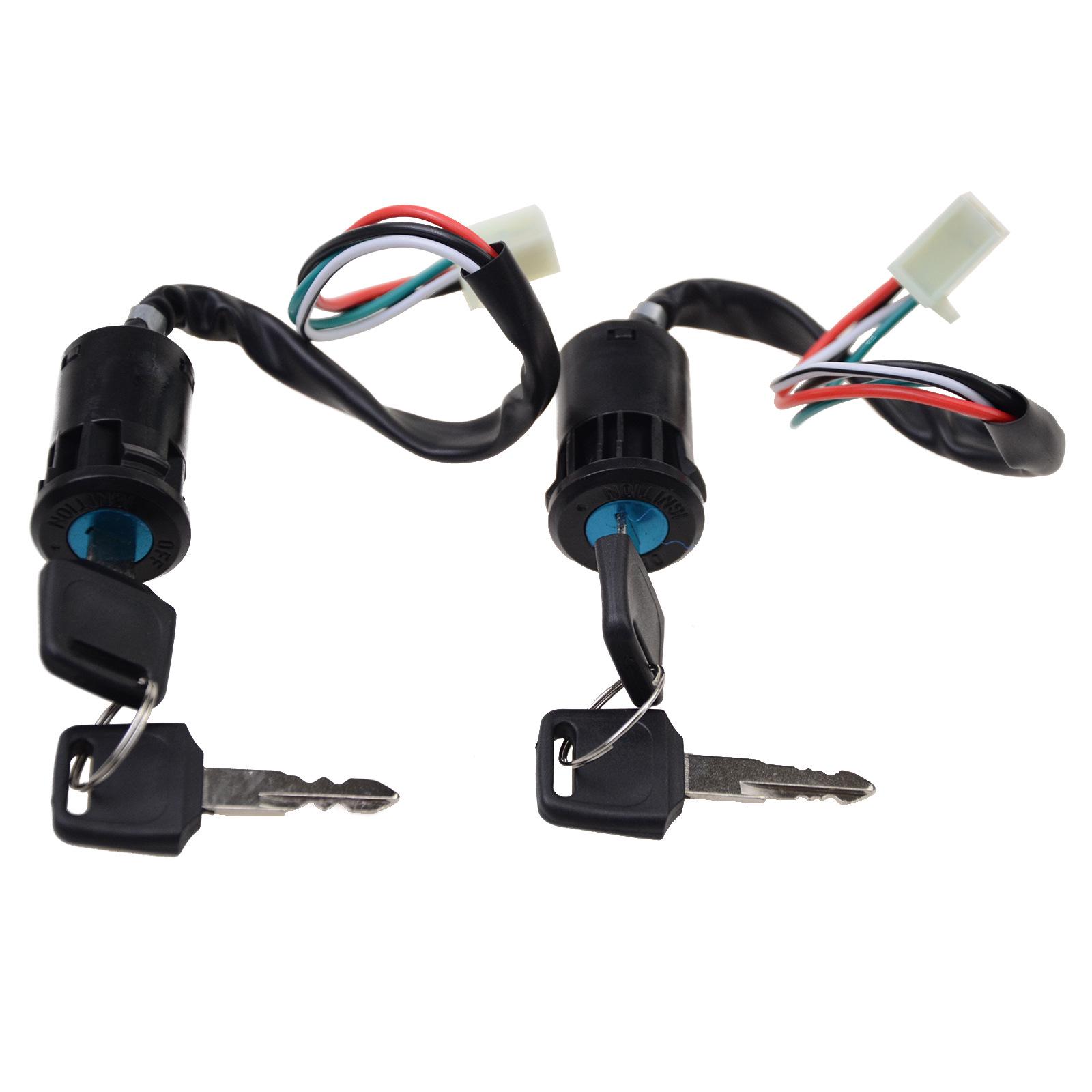

ATV & Off-road Vehicle Ignition Switch Key with Plastic Door Lock, Four-wire, Two Female Connectors (50-250cc) H054-045