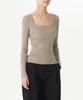 MUSINSA STANDARD WOMAN Women'S Ribbed Slim Square Neck Knit [Grayish Beige]