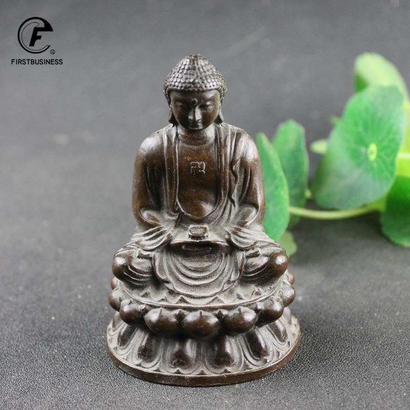 Antique Copper Tathagata Buddha Statue Home Decorations Sculpture Vintage Living Room Office Desk Ornaments Miniatures Figurines