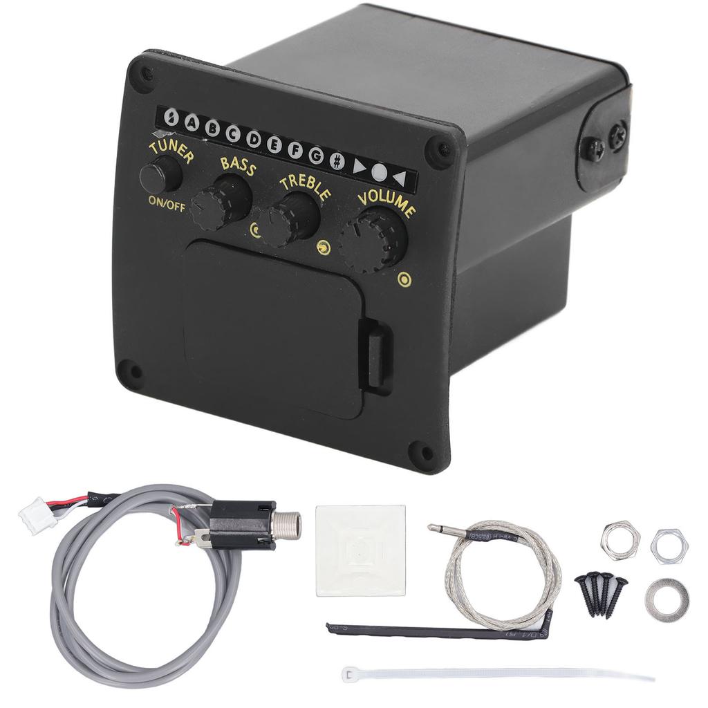 EQ01 Acoustic Guitar Tuner 2 Band EQ Black Guitar Tuner for Practice Stage Studio