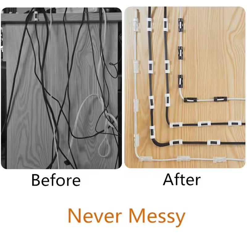 20 Pcs Cable Manager No-Punch Wall Sticker Traceless Self-Adhesive Cable Holder Wire Storage Solution Available in Three Colors
