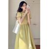 2026 Petite Yellow French Maternity Summer Dress - Elegant Vacation Style