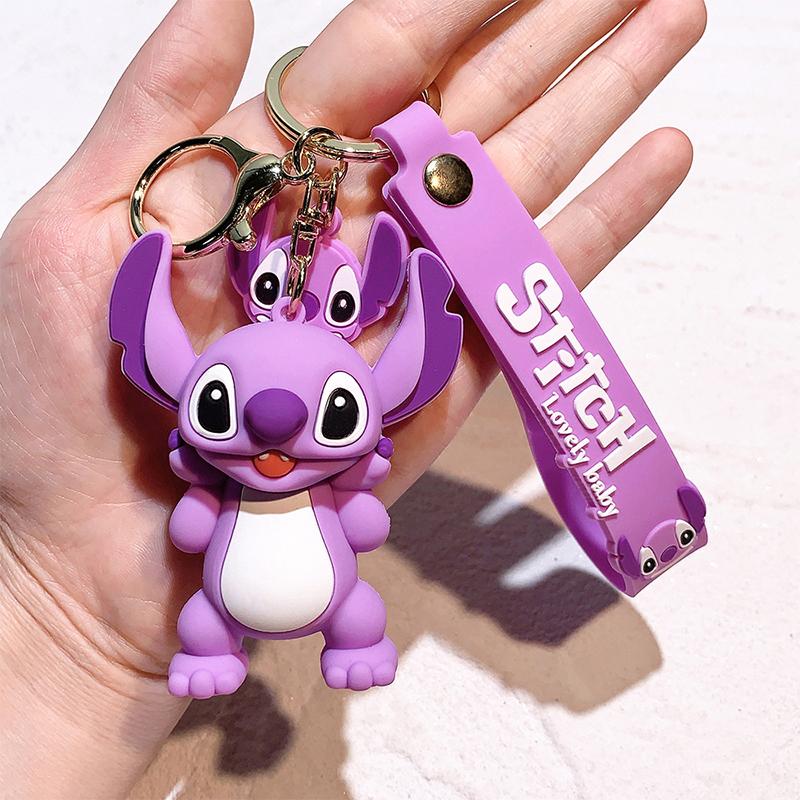 Anime Lilo & Stitch Keychians Cute Stitch Angel Pendant Keychain Cartoon Car Keyring Ornament Toy Gifts For Unisex