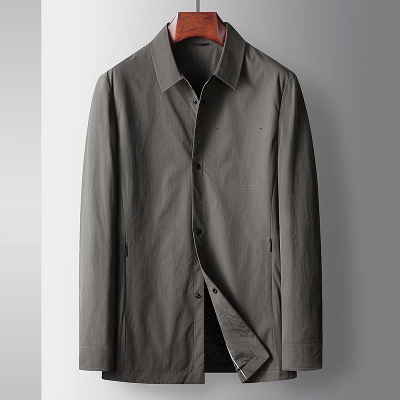 

Мужская куртка весна-осень рубашка с лацканами версия топ для среднего возраста и молодежи легкая роскошная деловая повседневная куртка мужская одежда 4XL хаки