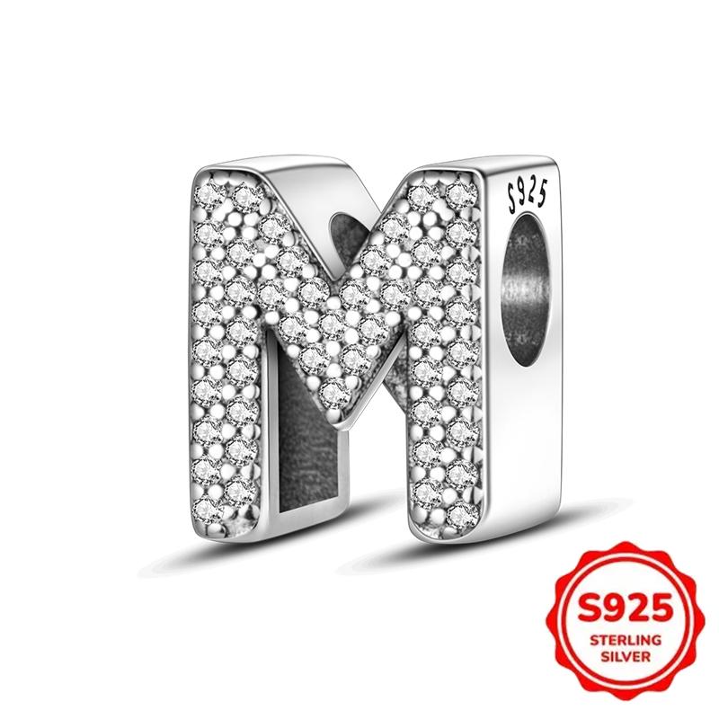 Trendy Fashion Classic 26 Alphabet Letters Charm Bead Components Bead Components Authentic Original Retro Zircon Copper Metal Designed For Women