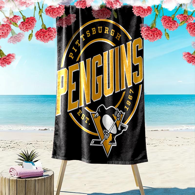 Pittsburgh Penguins print Quick Dry Beach Towel Microfiber Absorbent Portable Travel Swimming Towel