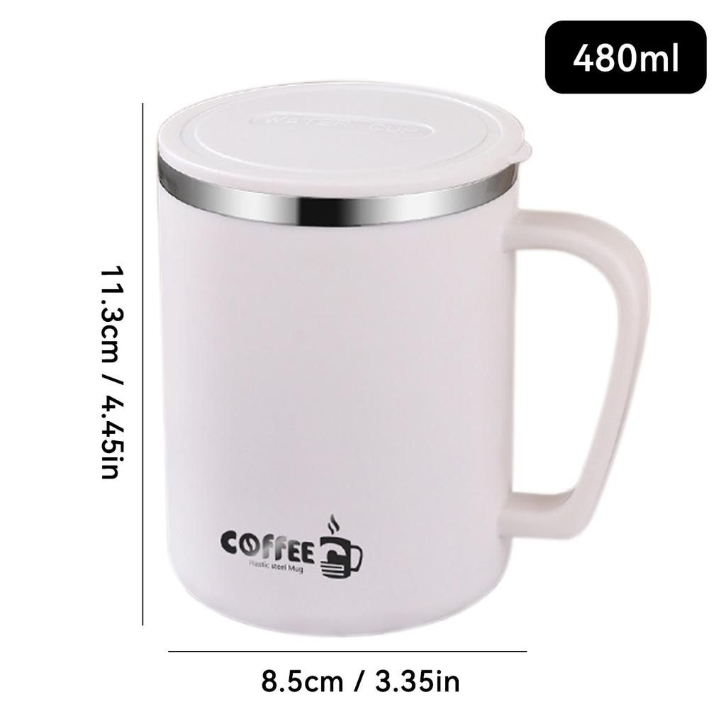 Insulated Travel Coffee Mug with Lid and Handle 304 Stainless Steel Tumbler Portable Leakproof Thermal Cup Tea Water Bottle