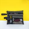 Durable Mesh Cosmetic Bag Black Translucent Lipstick Key Storage Pouch Portable Zipper Travel Toiletry Bag