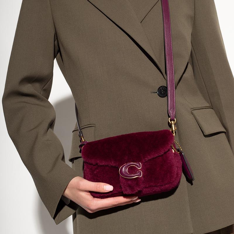 New COACH Pillow Shearling Portable Crossbody Bag Shoulder Bag Small Size Women's Purple CC444-B4FX