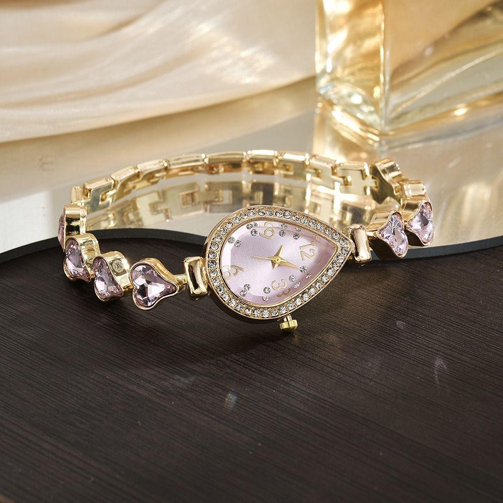 Fashion Accessory Heart Bracelet Watch Waterdrop Shaped Case Women's Quartz Watch  Daily Use
