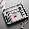 1pc Large square stainless steel plate, rectangular steaming rice plate, barbecue plate, commercial and household iron plate, di