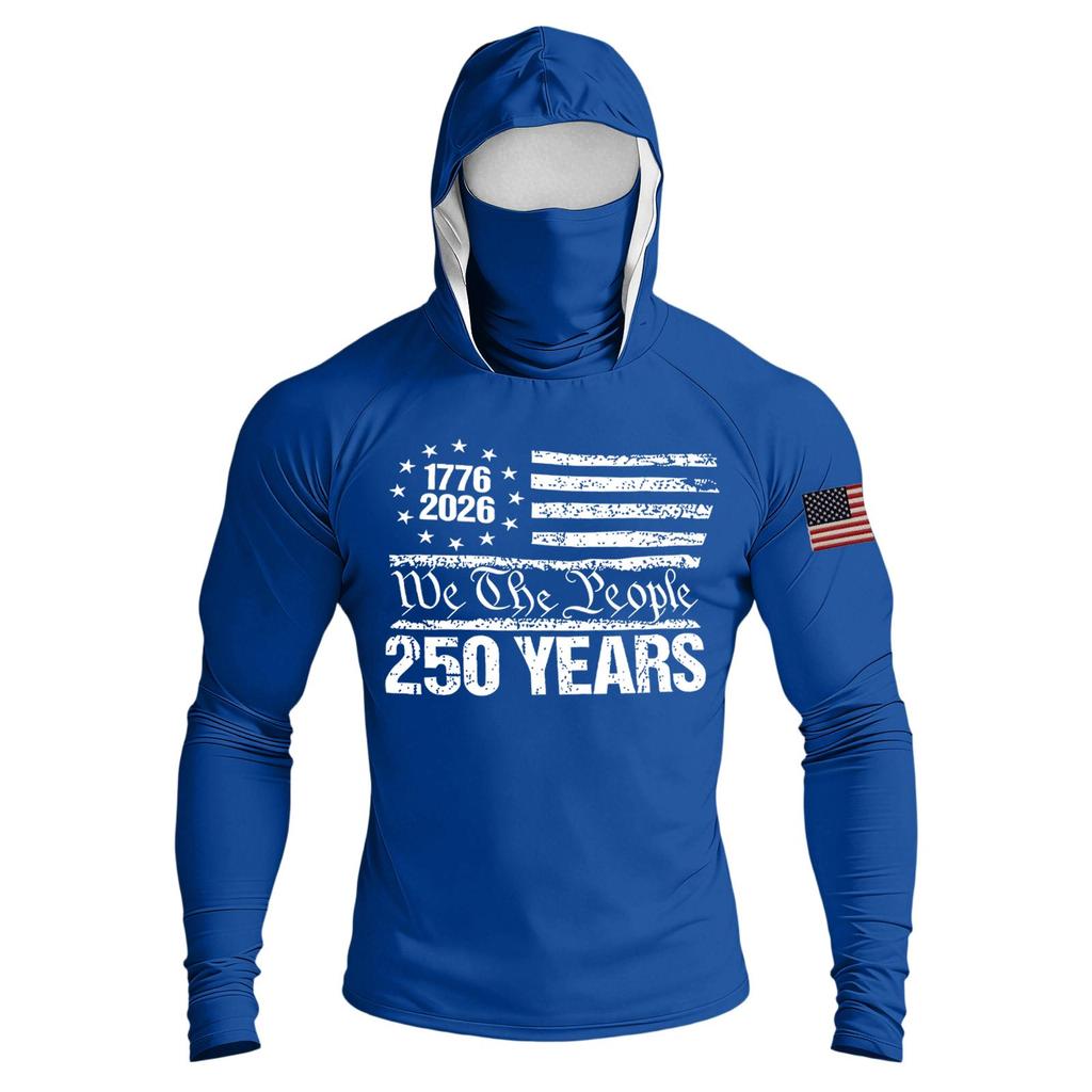 Men's Casual Raglan Sleeve Hooded Long Sleeve Sun Protection Shirt Lightweight Breathable Outdoor Activewear with Face Cover