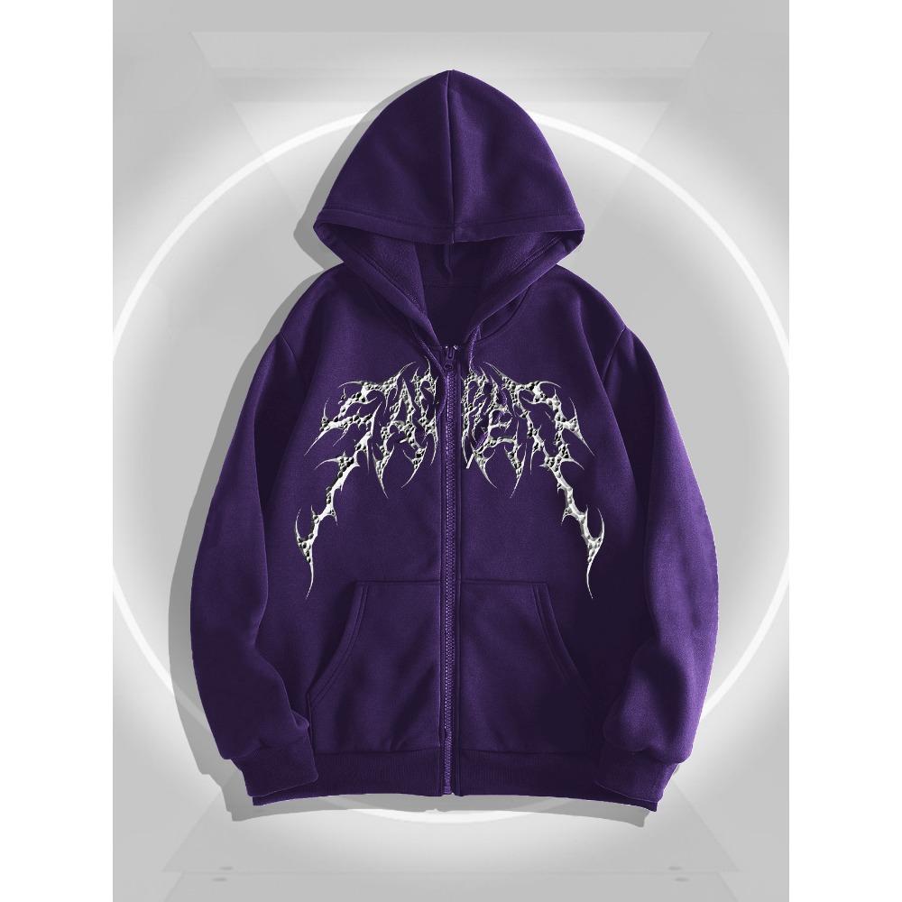 Double Skull Hand Print Men's Fall and Winter Casual Cardigan Sweatshirt