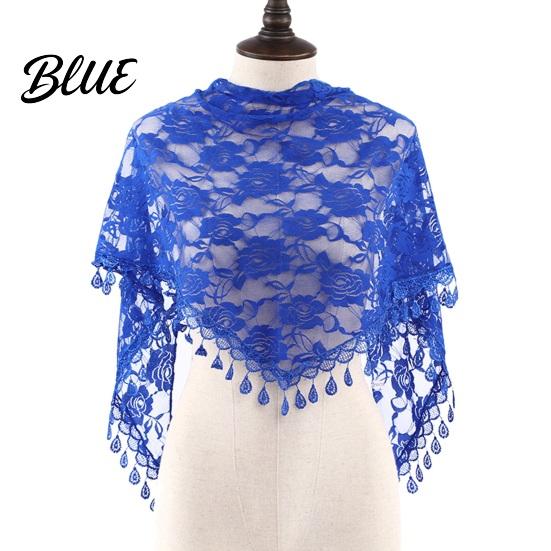Boho Lace Scarf for Daily Use Floral Shawl with Tassels Women Elegant Sheer Wrap Wedding Head Church Evening Party Lightweight Rose Jacquard Fringed