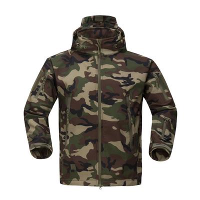 Xulai Black Green Camouflage Jungle Field Men's Jacket Fleece Softshell Jacket With Hooded