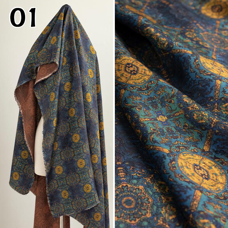 50*143cm Chinese Style Jacquard Rayon Fabric Luxury Xiangyun Yarn Drape Fabric For Diy Sewing Qipao Cheongsam Hanfu Dress Coat