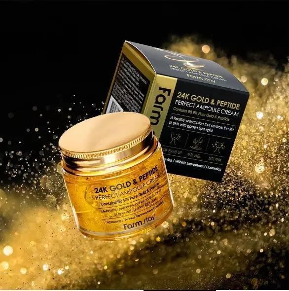 Farmstay 24 Gold & Peptide Serum For Face In Ampoule with 24-Karat Gold and Peptides 80Ml