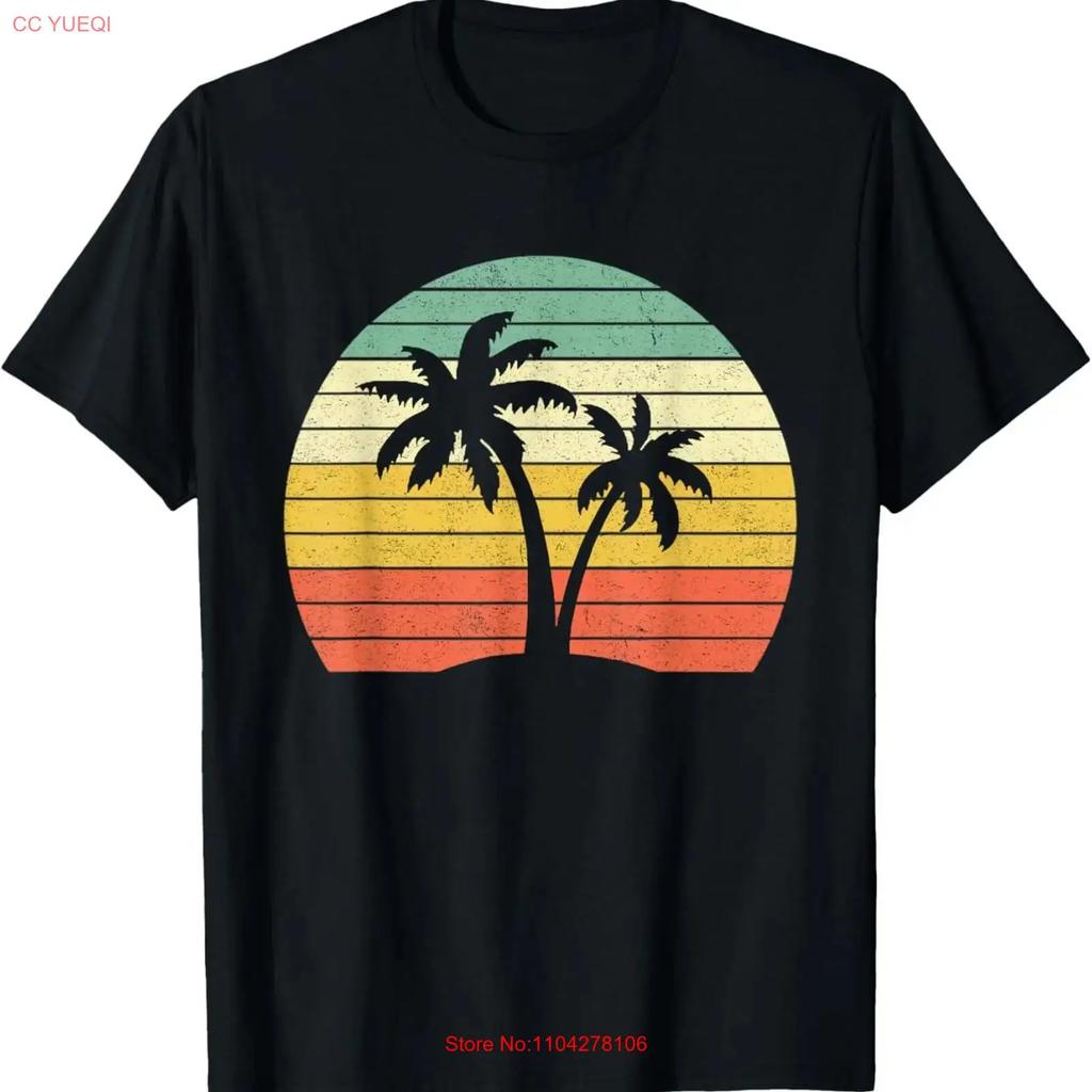 Palm Tree Retro Tropical Beach T Shirt Girls vintage Washed Top For Everyday Wear Stretched designer clothes Casual Versatile