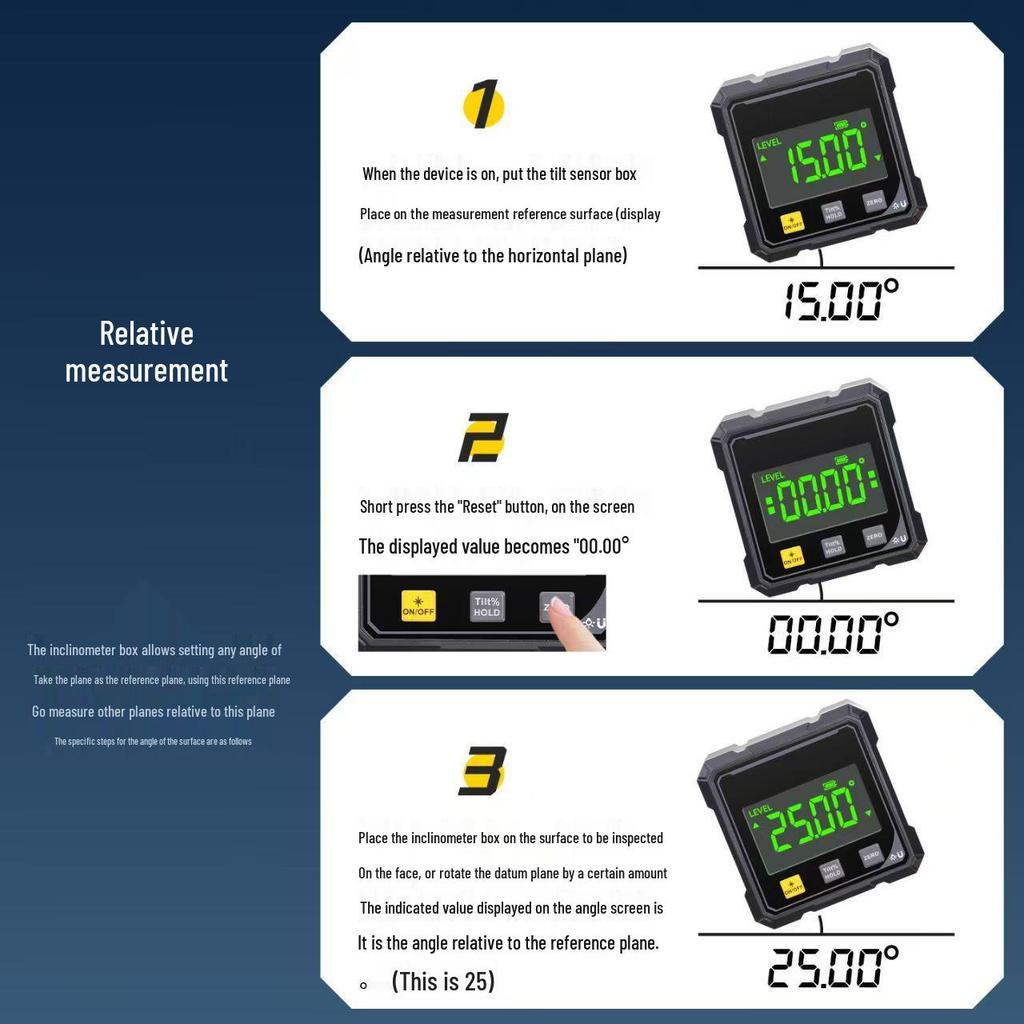 Digital Magnetic Inclinometer - Four-Sided, Double-Laser Level for Engineering & Home Decor