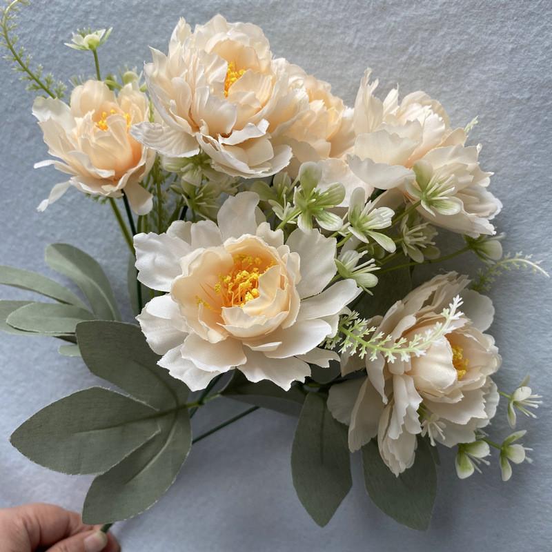 Bouquet di Fiori di Seta 6 Teste di Peonia Matrimonio Decorazione per la Casa Con Design Realistico Per Fotografia