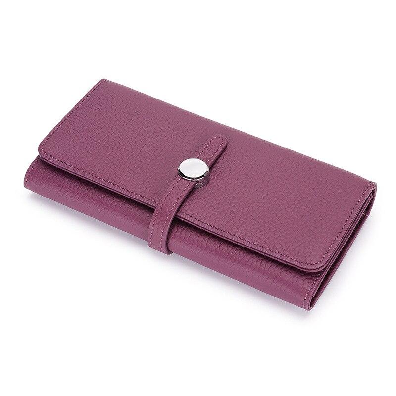 Long Genuine Leather Wallet Women's Folding Large Capacity Wallet New Soft Cowhide Women's Clutch Phone Holder Wallet