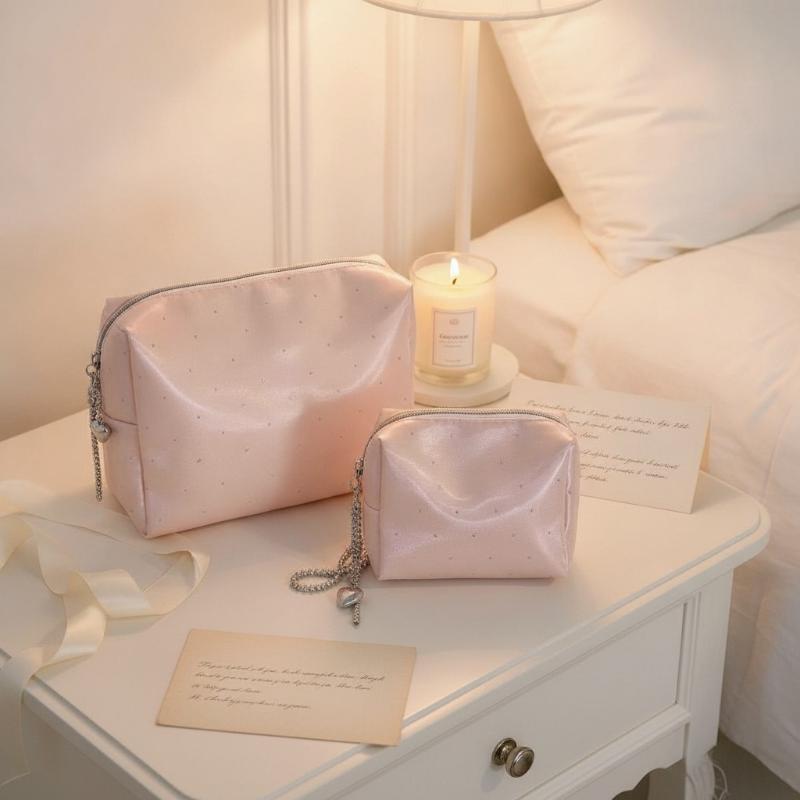 Fashion Rhinestone Small Makeup Bag Beaded Bowknot Multi-Purpose Cosmetic Bag Storage Bag Travel