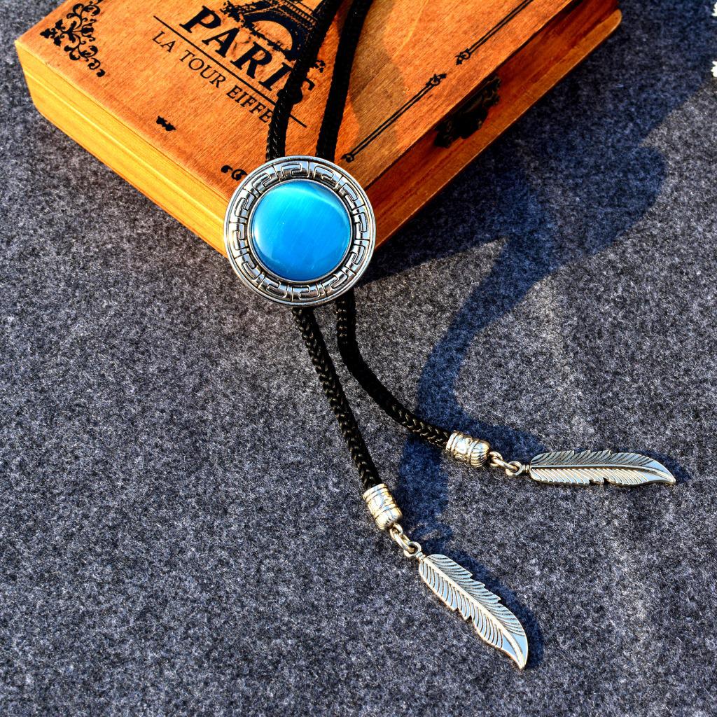 Korean Men's Gem Inlaid Bolo Tie Necklace and Shirt Ornament
