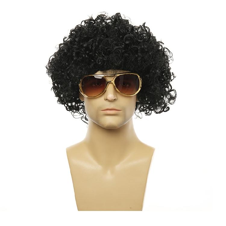 80s Disco Costume Accessories Hippie Glasses Curly Rock Wig Necklace for Unisex