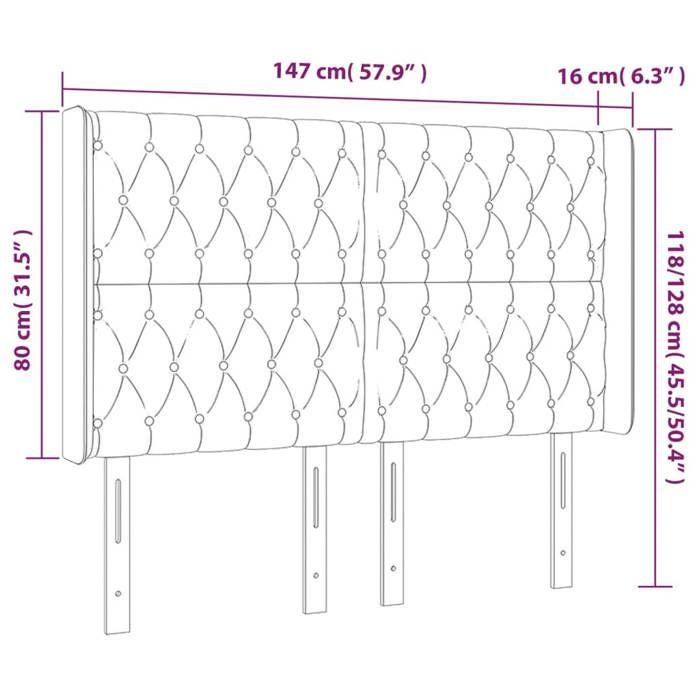 VidaXL Tête de Lit à LED Meuble de Chambre à Coucher Accessoire de Lit Double Tête de Cadre de Lit Intérieur Gris Foncé 3124383