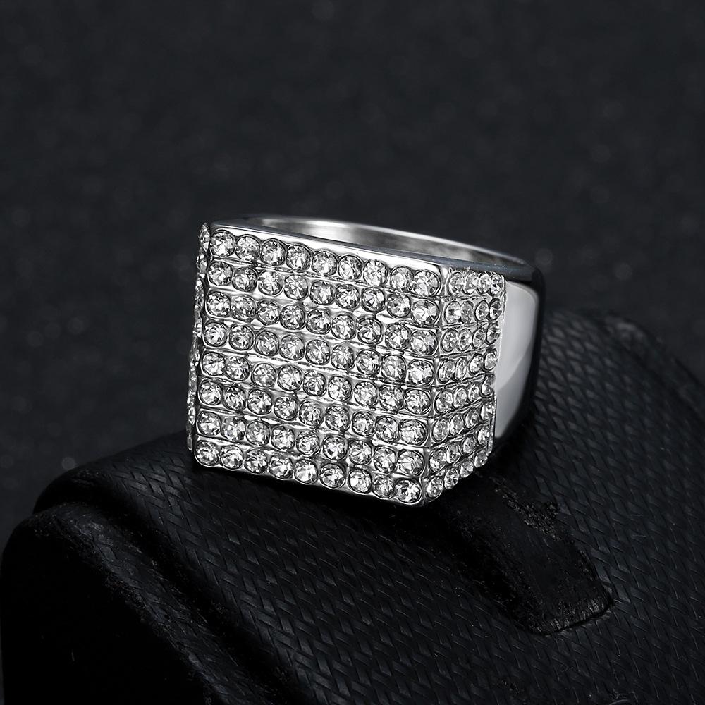 Ring hip hop HIOHOP jewelry gold plated square full diamond ring