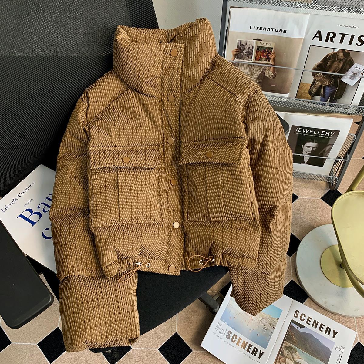 

Down cotton clothes women s winter short loose thickened bread clothes retro student cotton clothes trendy jacket S