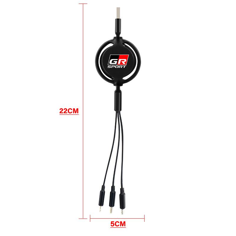 Car Accessories 3 In 1 Micro Cable Multi Charger for Toyota Trd GR Corolla Yaris Chr Auris RAV4 Land Cruiser Camry Highlander