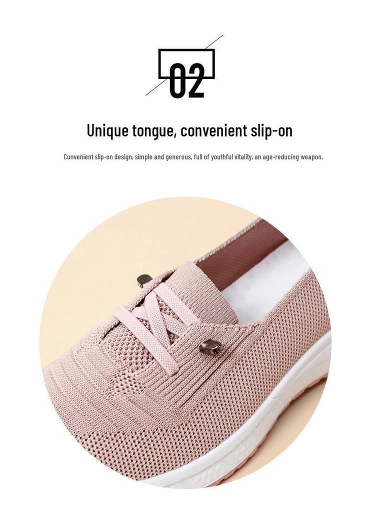Plus Size Women's Flyknit Breathable Slip-On Canvas Casual Shoes
