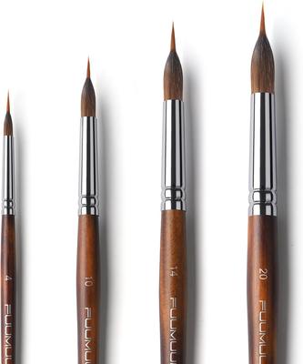 Kolinsky Sable Bristle Brush Set, 4-Piece Watercolor Brush Set with Extended Needle Tips, Synthetic Material Extra-Long Needle Tip Brushes, for Waterc