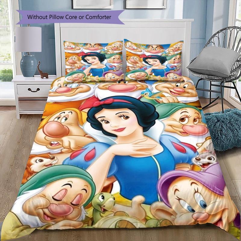 Snow White Magic Forest 3PCS Bedding Set, Duvet Cover with Pillowcases, No Comforter, Disney Princess Bed Linen 135x200cm