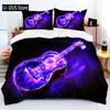 Juego de Cama de Guitarra Clásica 3D Guitarra Eléctrica Música Punk Rock Juego de Funda Nórdica Funda de Edredón Tamaño Queen Para Niños Niños Hombre Joven