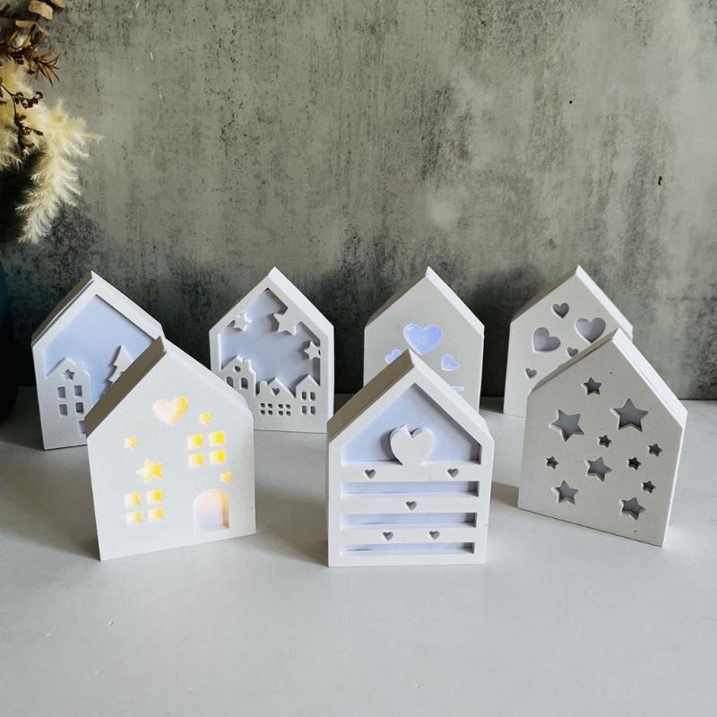 Desktop-Ornamentform Flexible Silikonform für 3D-Hausfigur Tischdekoration Schmuckherstellungsmaterialien