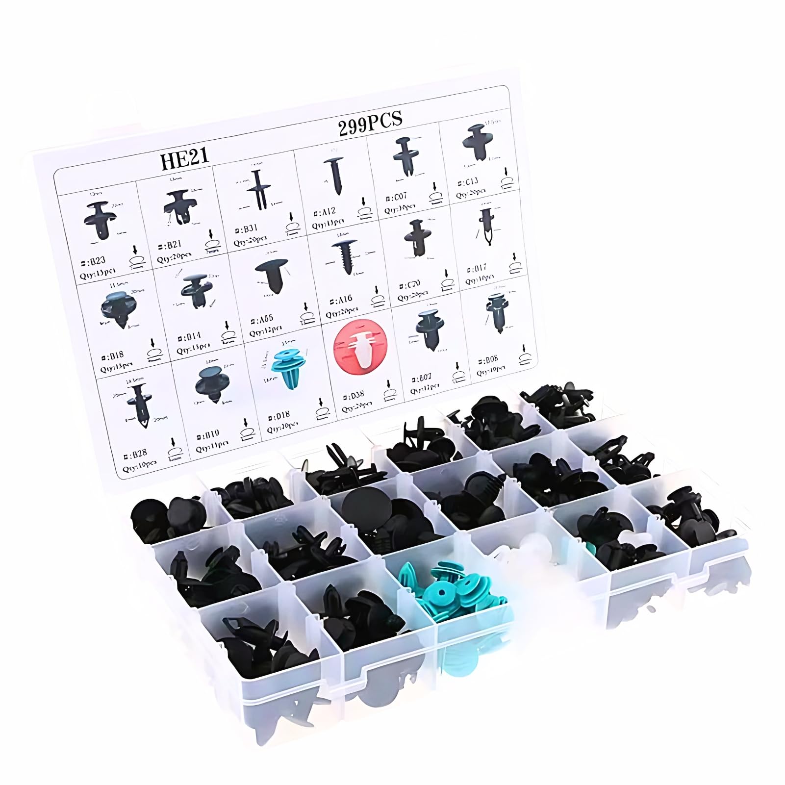 

Donally Interior Trim Clip Car Push 299 with Set, Rivets, Pieces, Case, Universal, DIY, Maintenance, Repair. чёрный