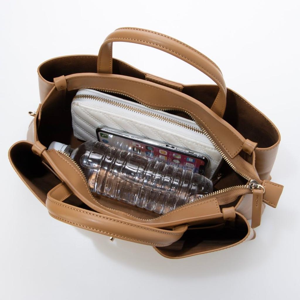 Twist metal fittings horizontal 2-way shoulder bag