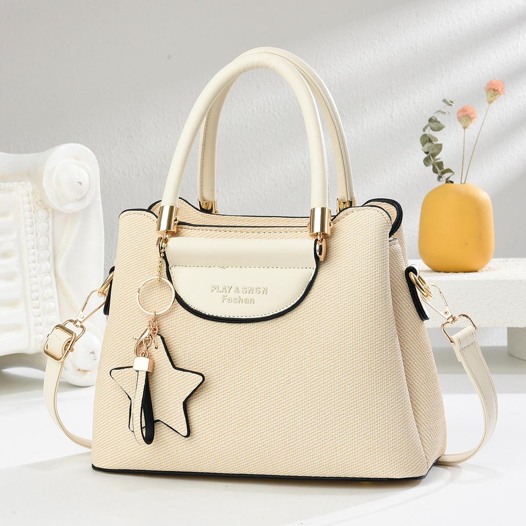 New Fashion Canvas Texture High-value Handbag Multi-layer Large Capacity Fashionable Shoulder Bag Versatile Women's Bag