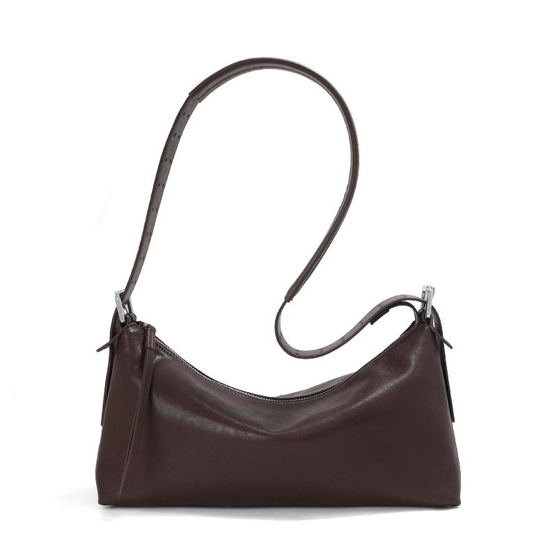 

Vintage first layer vegetable tanned cowhide casual shoulder underarm bag women s commuting large capacity classic leather messenger hobo bag 33*12*17 темно-коричневого кольору