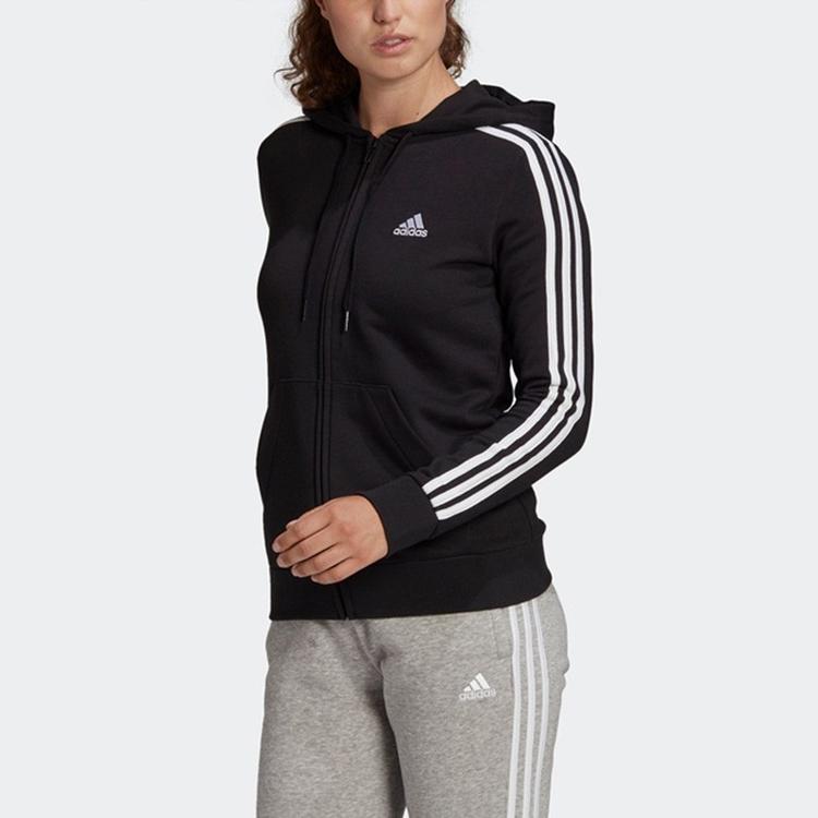 Adidas Colorblock Stripe Sports Hooded Jacket Women Outerwear Black GL0792