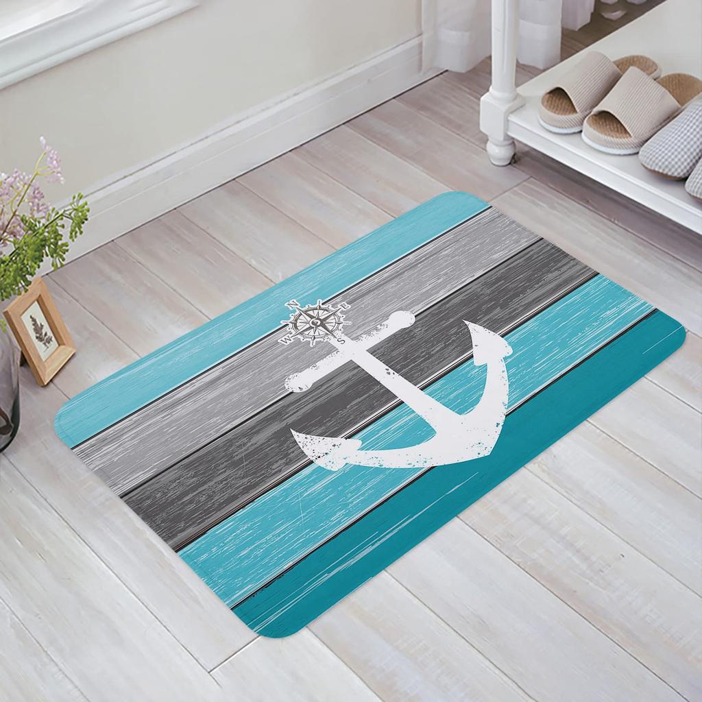 Nautical Decor Carpet Anchor Decor Living Room Rugs Kids Room Decor Sea Adventure Accent Rug Summer Holiday Indoor Floor Mat