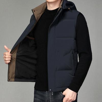 Men's New Winter Down Removable Hooded Vest