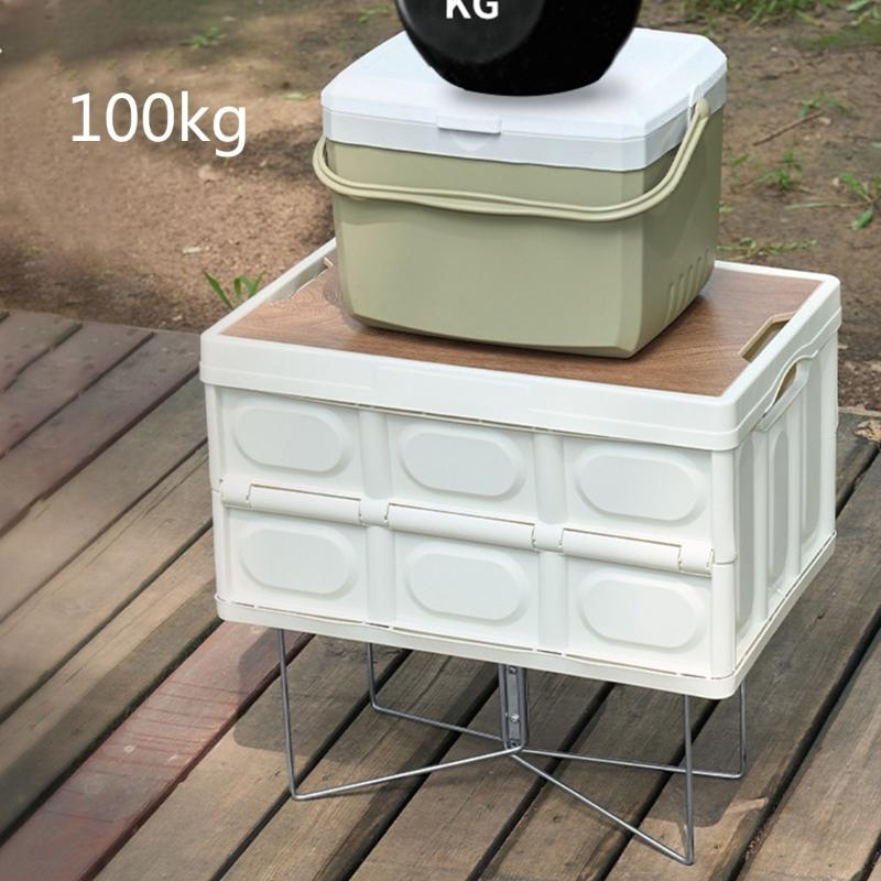 Camping Folding Coolers Stand Storage Box Bracket Metal Luggage Rack Portable Ices Box Holder for Outdoor Travel Cooking